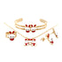 Explore the Girls Easter Bunny Set, a delightful jewelry ensemble that includes a necklace, cuff bracelet, ring, and earrings. This 10k gold-filled collection showcases charming red and white bunny designs on each piece, making it perfect for celebrating in style!